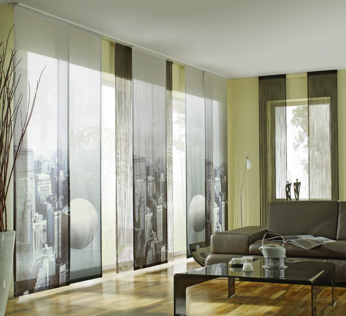 3D Japanese curtains with a city image