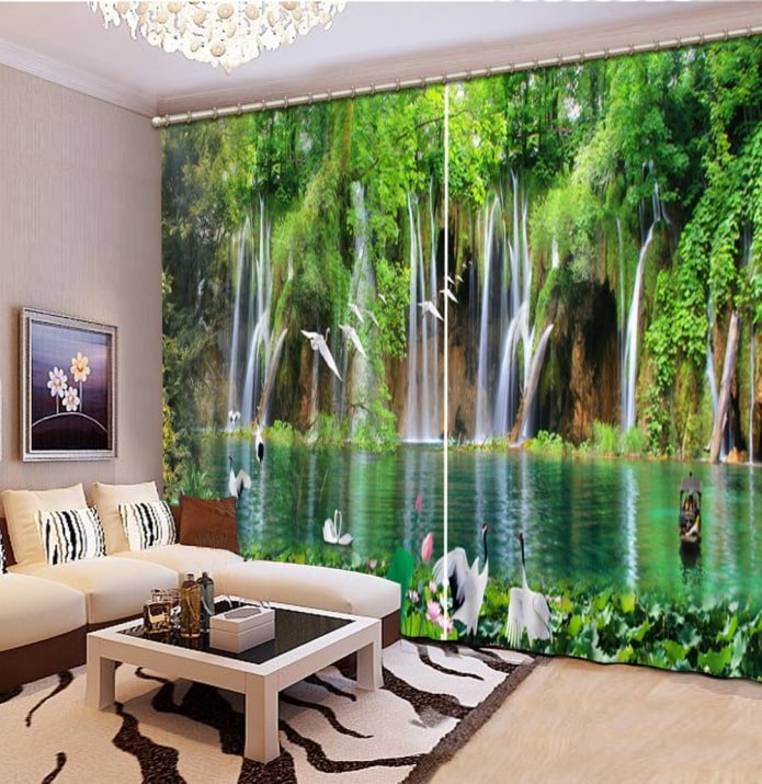 3D curtains with images of nature