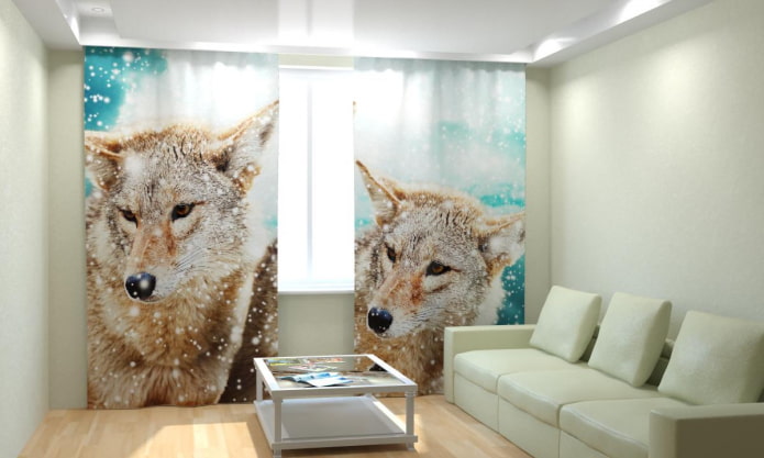 3D curtains with an image of animals