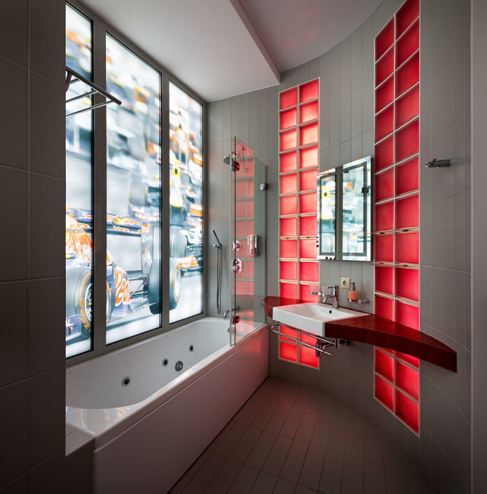 3D curtains in the bathroom