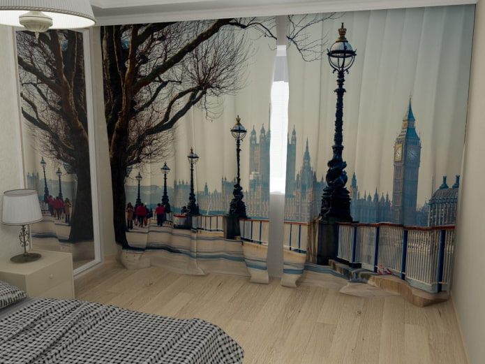 3D curtains in the bedroom