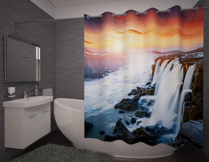 3D curtains in the bathroom