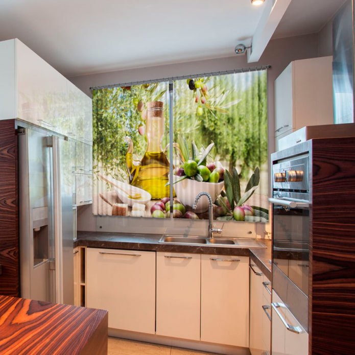 3D curtains in the kitchen