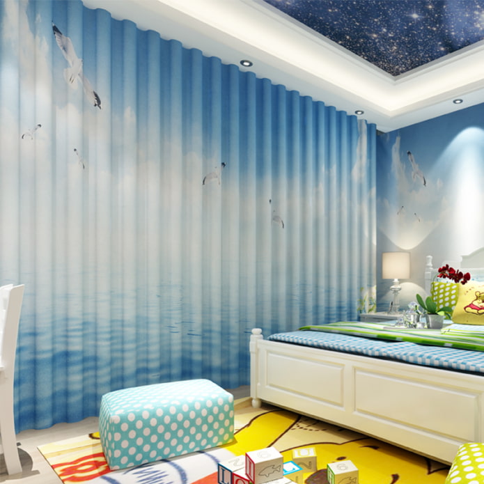 3D curtains in the bedroom