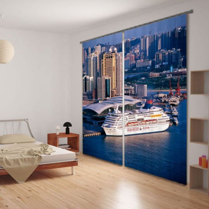 3D curtains in the bedroom