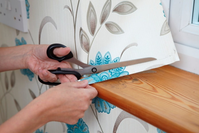 wallpapering around the window