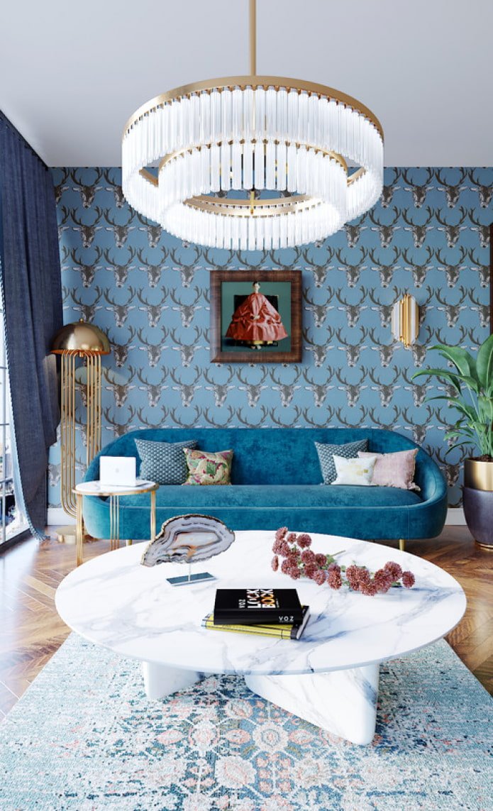 colored wallpaper for the living room