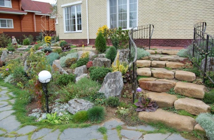 rock garden on a slope