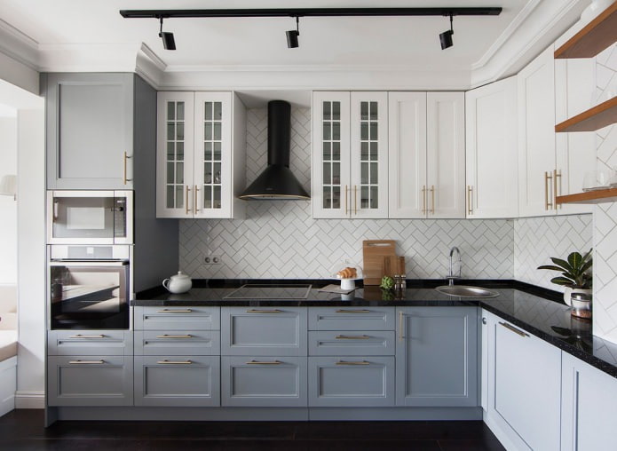 corner kitchen in an American-style apartment