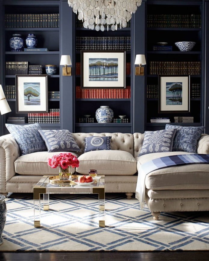 built-in bookcase in the living room