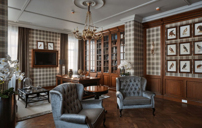 checkered wallpaper in the interior
