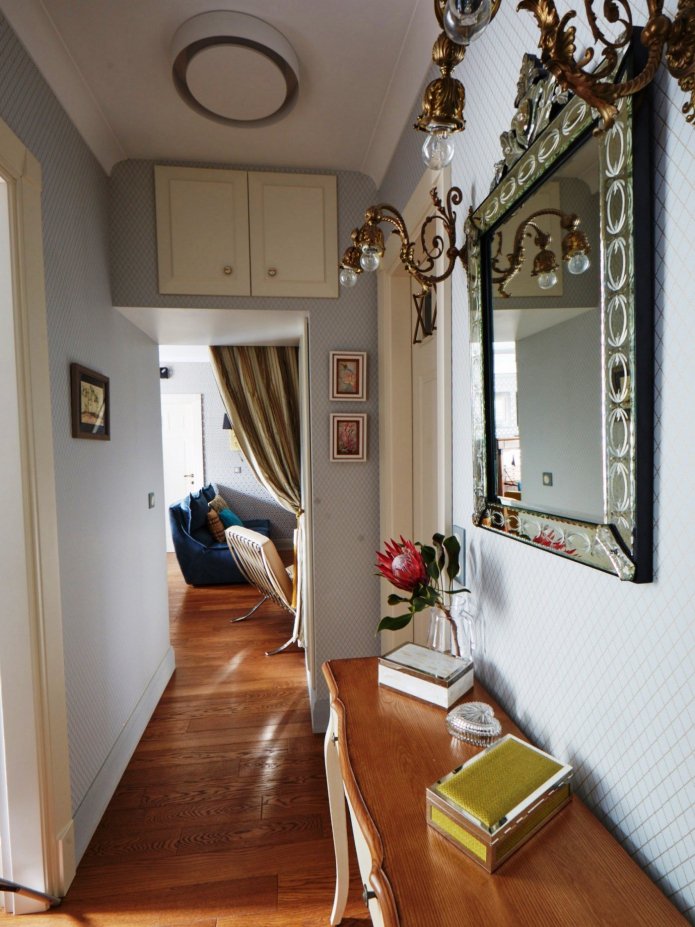 hallway with a mezzanine in Provence style