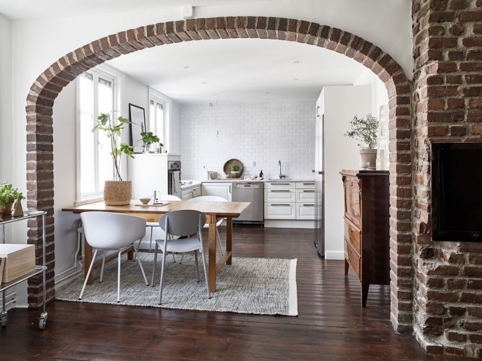 arch in the kitchen interior