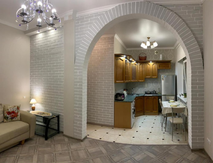 oval arch in the kitchen interior