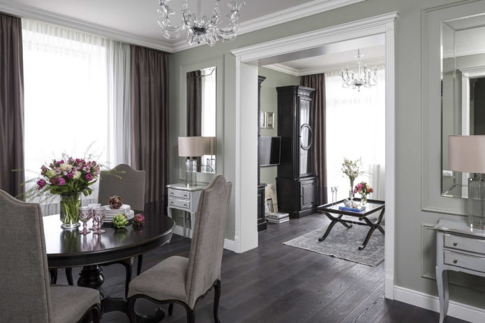dining area with a transition to the living room