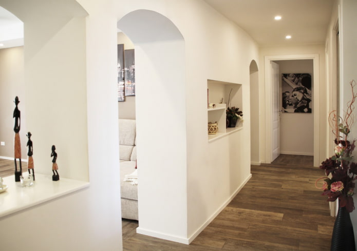 drywall arches in the hallway interior