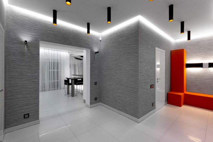 arch in the interior of the hallway in a high-tech style