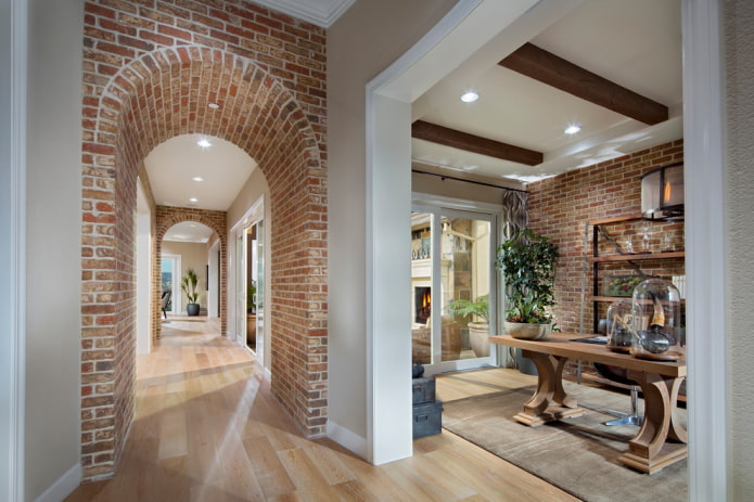 brick arch in the hallway interior