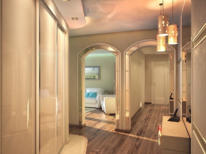 mirror arches in the hallway interior