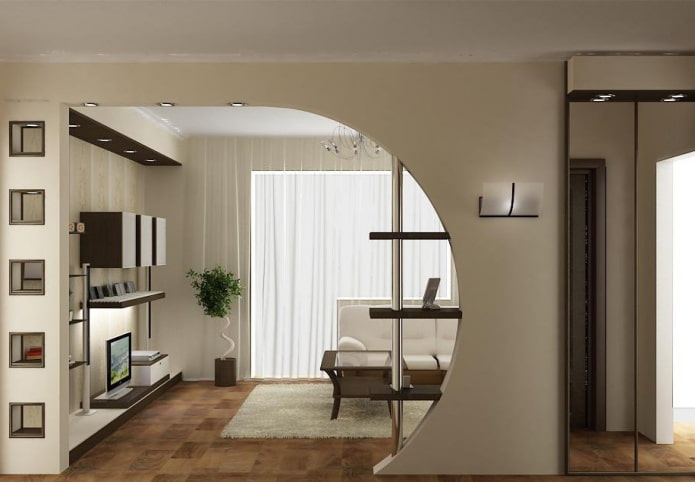 arch with shelves in the hallway interior