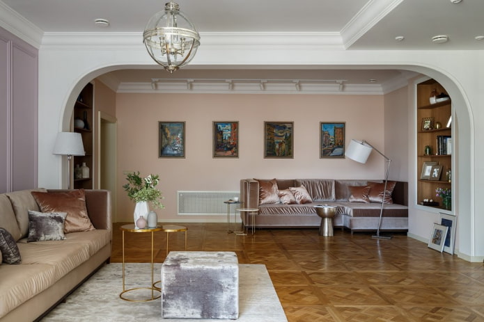 arched opening dividing the living room