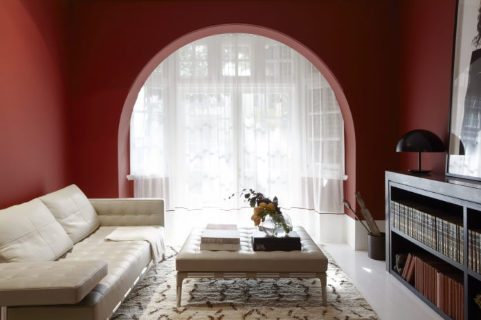 window arch in the living room interior