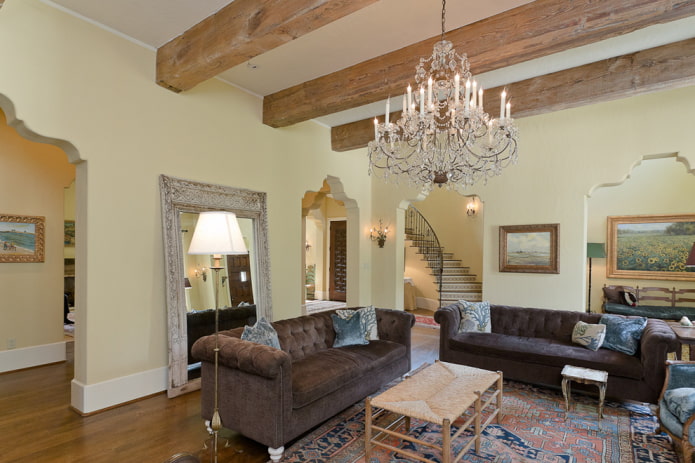 curly arches in the living room interior