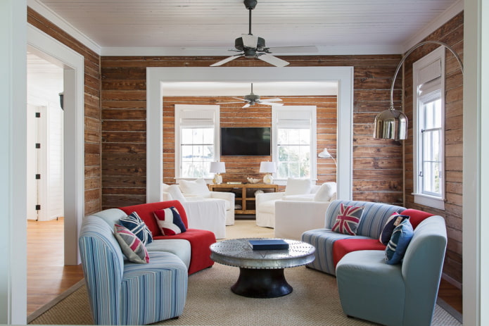 two arches in the living room interior
