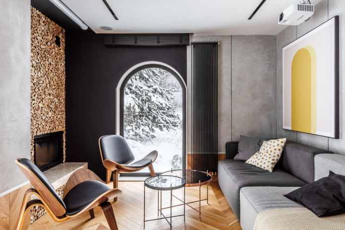 window arch in the living room interior