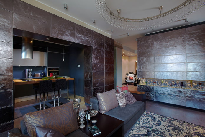 tiled arch in the living room interior