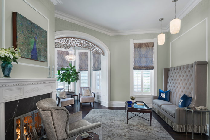 corner arch in the living room interior