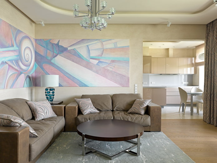 arch in the living room interior in a modern style