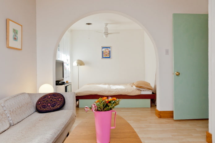 round plasterboard arch in the interior