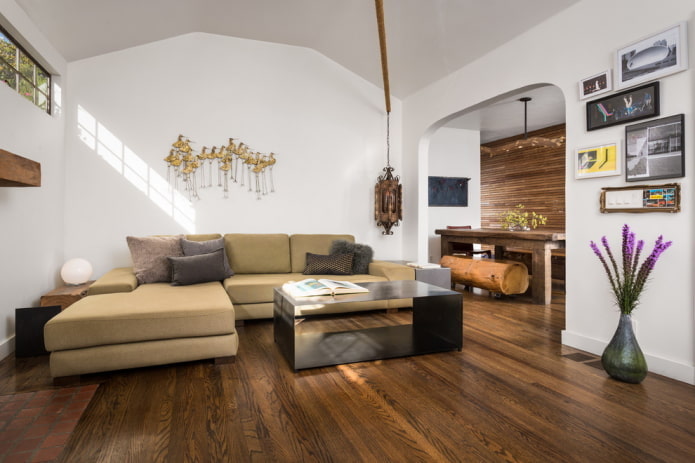 plasterboard arch in the living room interior