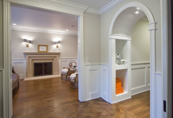 plasterboard arch with niches in the interior