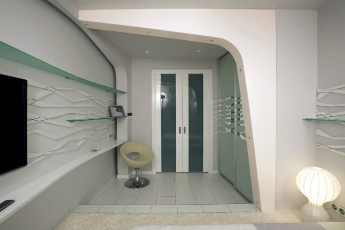 plasterboard arch in the interior in the hi-tech style