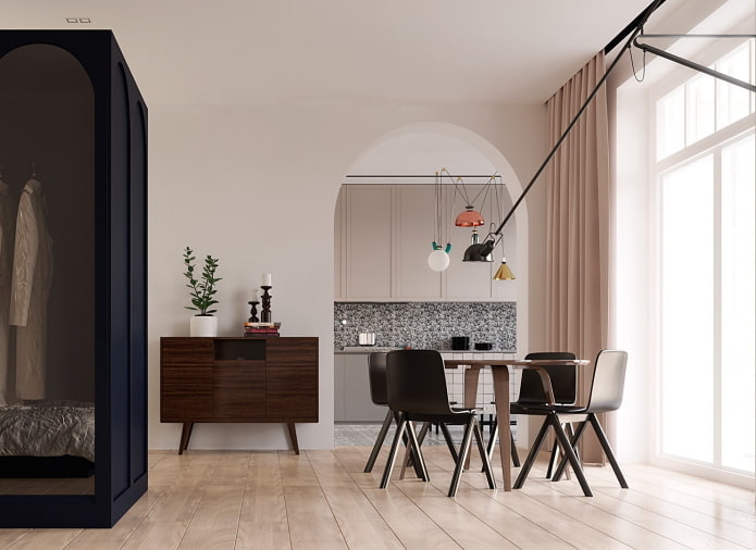 plasterboard arch in the interior in a modern style