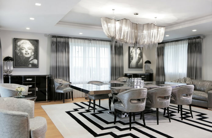 Living room in metallic color