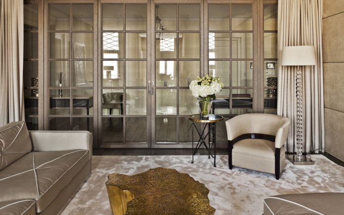 Glass partition with lathing