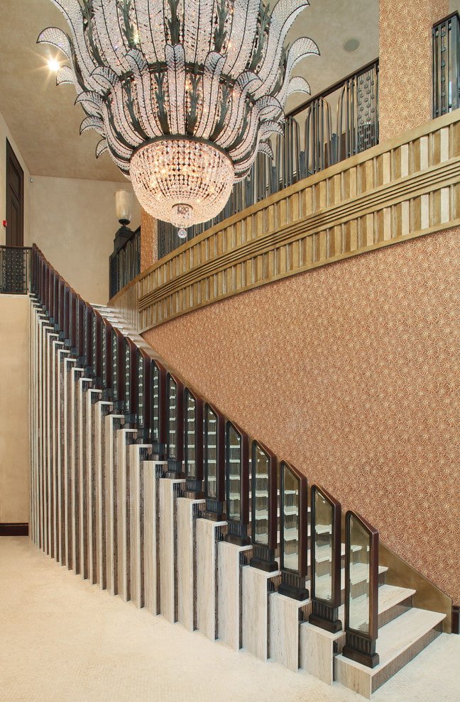 Staircase with glass railings