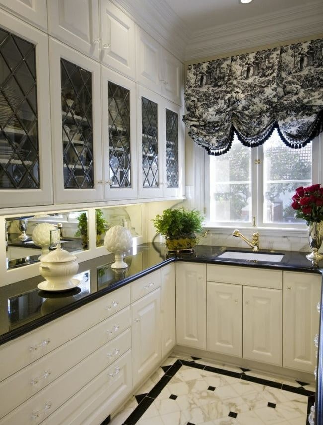 Austrian curtains in the kitchen interior