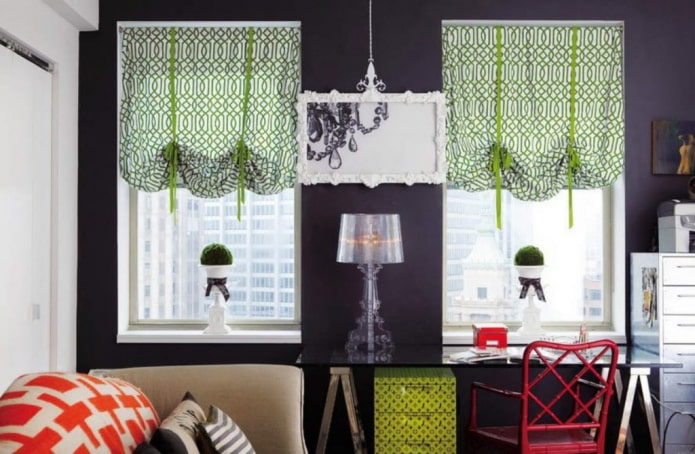 Austrian curtains with ribbons