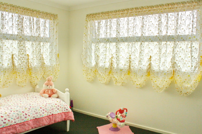 yellow Austrian curtains