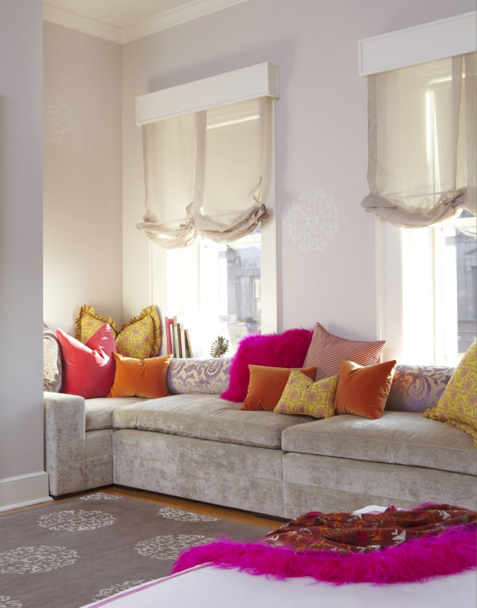 Austrian curtains beige
