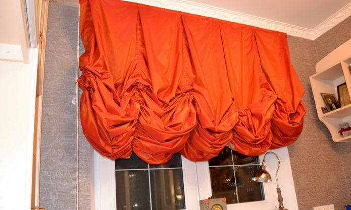 orange Austrian curtains in the interior