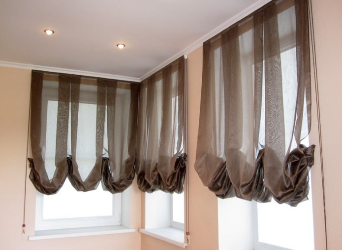 Austrian curtains brown