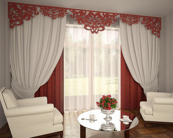modular figured lambrequin in the interior