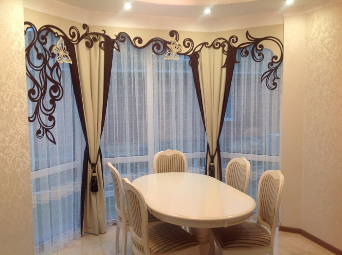 figured lambrequin in the kitchen interior