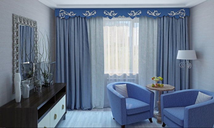 blue lambrequin