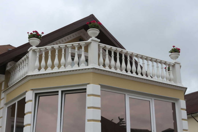house project with a concrete balcony